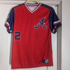 Red and Blue Baseball Jersey with Logo